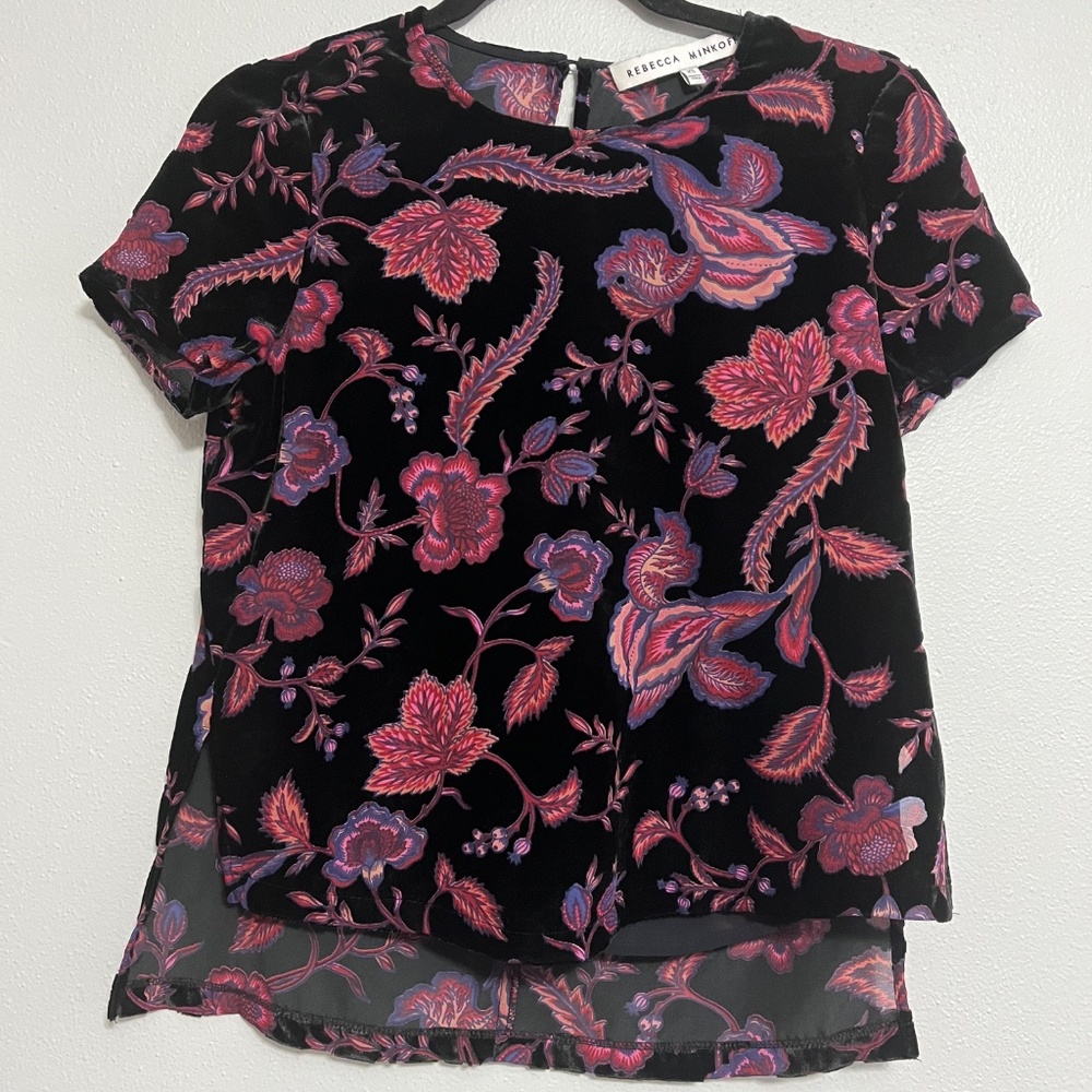Rebecca Minkoff Black Paisley Burnout Blouse Size XS